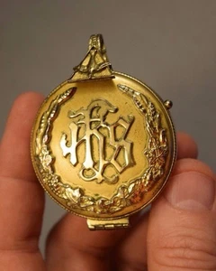 + Antique Sterling Silver Pyx + Pocket watch style (Host Holder) chalice co. CU5 - Picture 1 of 12