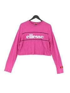Ellesse Women's Top UK 12 Pink 100% Cotton Cropped - Picture 1 of 5