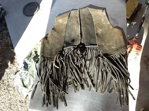 Small Fringe Black Leather Vest Motorcycle Apparel Clothing Collectible Road - Picture 1 of 5