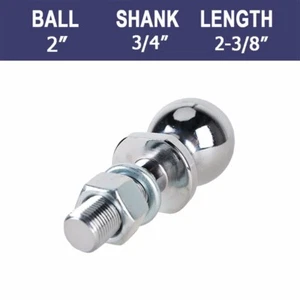 Chrome Trailer Hitch Ball 3,500 lbs, 2-Inch Diameter, 3/4 x 2-3/8-Inch Shank - Picture 1 of 6