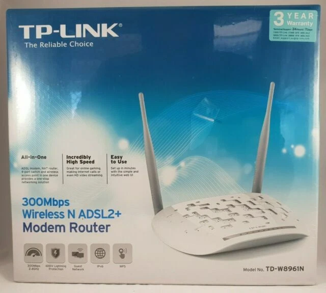 TP-Link TD-W8961N Modem Router ADSL2+ (N300 Mbps, 4 Porte)