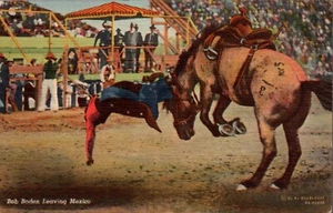 POSTCARD RODEO BOB BODEN LEAVING MEXICO SADDLE BRONC - Picture 1 of 2