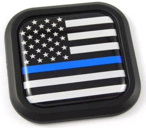 USA Police American flag Square Black rim Emblem Car 3D Decal Badge Bumper 2" - Imagen 1 de 7