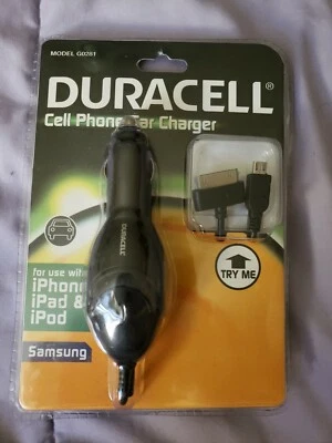 Duracell Cell Phone Car Charger iPhone iPad iPod Samsung Model G0281 - Image 1 of 2