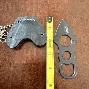 Camillus Heater Black Stainless Fixed Blade Boot/Neck Knife w/ Sheath 19238 - Picture 1 of 4