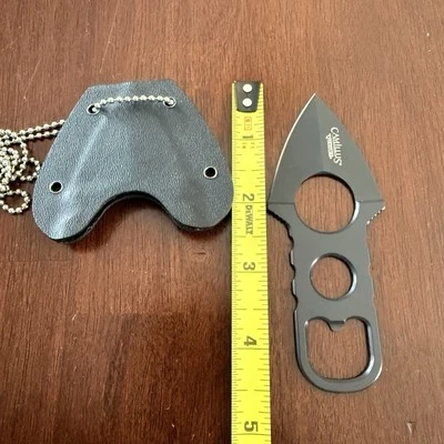 Camillus Heater Black Stainless Fixed Blade Boot/Neck Knife w/ Sheath 19238 - Image 1 of 4