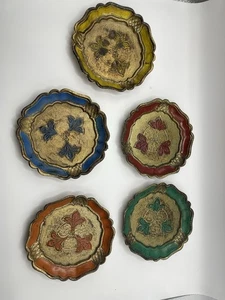 Juego de 4 posavasos italianos florentinos pintados a mano vintage más bonificación dañados 1 - Imagen 1 de 8