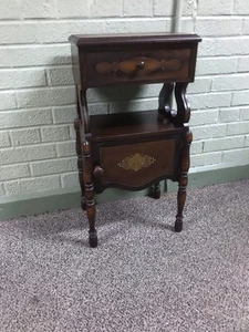 ANTIQUE VTG WOOD SMOKE STAND W/COPPER LINING 26 1/4” TALL X 13 X 9 1/2” DEEP - Picture 1 of 13