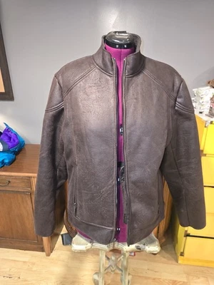 Calvin Klein Vintage Faux Leather Jacket Men’s L Faux Fur Sherpa Lined - Image 1 of 4