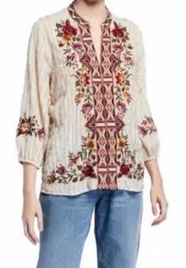 Johnny Was Blouse Womens Small  Nepal Effortless Swing Embroidered Cottagecore - Picture 1 of 17