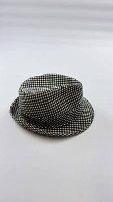 Chapéu pendleton vintage torta de porco ajustado masculino 7 1/8 preto branco Houndstooth anos 60 - Imagem 1 de 4
