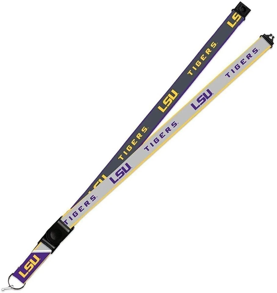 LSU Tigers Lanyard Keychain 2-sided Breakaway Clip GRAY University of - Image 1 of 1