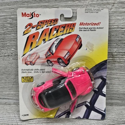 Vintage 1994 Maisto 2-Speed Racers VW 1303 Cabriolet Pink Motorized Die Cast Car - Image 1 of 4