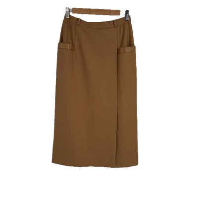 Falda lápiz de lana Florence Paris de colección para mujer FR 40 EE. UU. 8 ribete de cuero camel LEER Foto 1 de 4