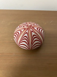 Murano Glass Pulled Red White and Gold Paperweight - Picture 1 of 3