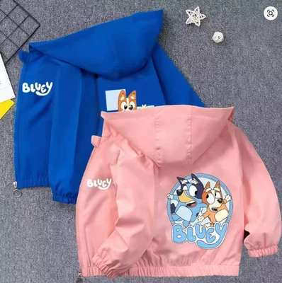 MARKENLOS Kinder Übergangsjacke mit Kapuze – Bluey Motiv – Mädchen & Jungen