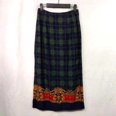 Винтажный оборкой тесаный клетку Crown надежном юбка женщин 6P зеленый синий ретро 90-х Y2K - Изображение 1 из 4
