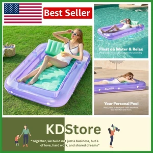 Versátil tumbona de piscina inflable en púrpura y verde - perfecta para la relajación - Imagen 1 de 9