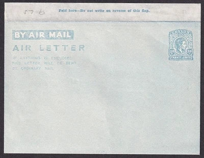 Ceilán KGVI 1950 20c Aerograma Azul Como Nuevo Foto 1 de 2