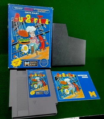 BURGER TIME REGULAR NES, 1987 Complete With Manual, Game, Case And Box RARE! - Image 1 of 4