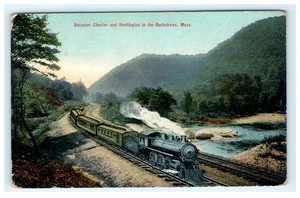 Frühe Lithographie Postkarte Zug zwischen Chester & Huntington Berkshires - Bild 1 von 2