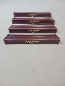 Lot Set Of 4 Genuine Scrabble Maroon Plastic Tile Holder Rack Tray - Picture 1 of 5