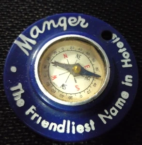 Vintage Historic Manger Hotels Advertising Souvenir Compass Works and Mirror - Picture 1 of 2