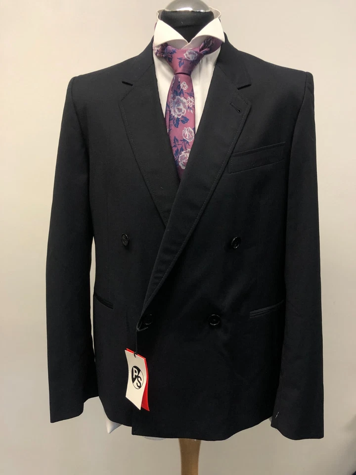 CHAQUETA DE TRAJE PAUL SMITH/BLAZER MEZCLA LANA/MOHAIR EN NEGRO 44L NUEVO CON ETIQUETAS Foto 1 de 4