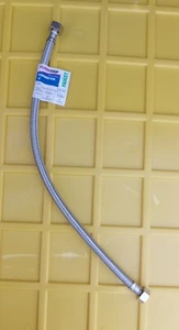 2 Pack - Stainless Steel Faucet Supply Line Connector 1/2"FIP X 3/8"OD Comp 16” - Picture 1 of 4