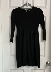 Theory Hannyi New Steady Wool Sweater Dress Size Small Petite Black Ribbed - Picture 1 of 6