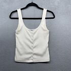 Abercrombie Fitch Womens Tank Top Beige Snap Button Scoop Neck Sleeveless Size M