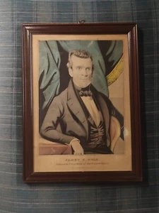 1844 JAMES K. POLK PRESIDENTIAL Lithograph PRINT NATHANIEL CURRIER RARE Framed - Picture 1 of 14