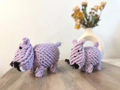 手工可持续河马绳玩具,狗咀嚼玩具,宠物礼物 — 第 1/4 张图片