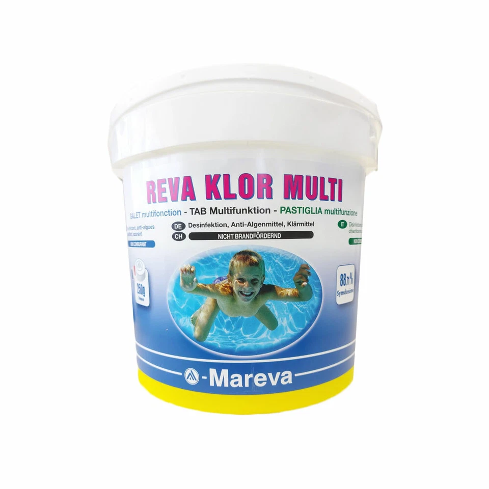 Mareva Reva Klor Multi 5Kg Pastiglia 250g Cloro Multifunzione Anti-Alghe Triplex