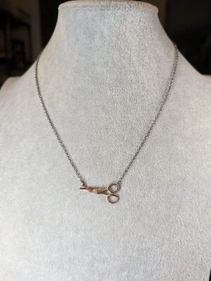 Lindo! Dyadema Italia 925 Plata de Ley 18" Collar Tijeras Chapadas en Oro Rosa Foto 1 de 4