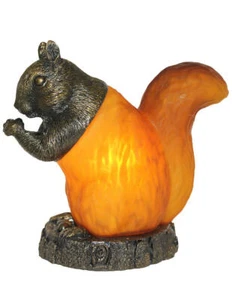Brown Glass Squirrel Resin Base Accent Table Light Lamp Lake House Cabin Decor - Picture 1 of 5