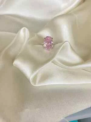 4.25 Ct Natural Pink Sapphire & Diamond Valentine's Day Ring 14K White GoldSolid - Image 1 of 4