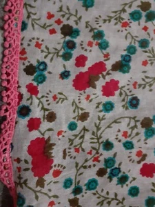 Myra B Long Soft Cotton Shawl Wrap Cover 56x42 Daisy Floral Red Teal FALL WINTER - Picture 1 of 8