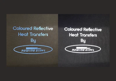 Coloured iron on reflective heat transfers for cotton and polyester fabrics. - Image 1 of 2
