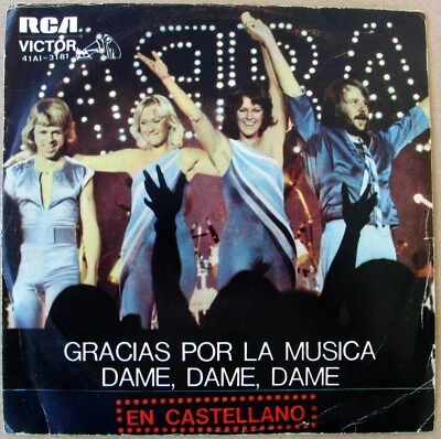 ABBA Thank You For The Music SPANISH SUNG Backcover w/lyrics SOUTHAMERICA 45 PS - Image 1 of 4