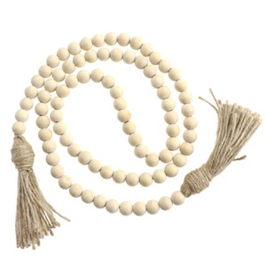 Farmhouse Beads Wood Garland Wooden Tassel Decoration Decorations - Picture 1 of 12