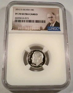 2012-S 10c SILVER NGC PF70UCAM PROOF ROOSEVELT DIME ULTRA CAMEO PR 70 - Picture 1 of 4