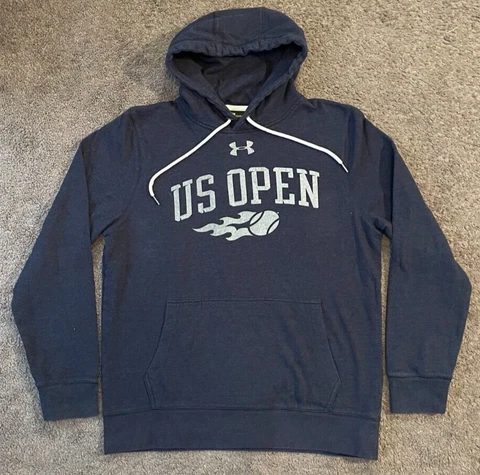 Men's Under Armour US Open Tennis Blue Pullover Hooded Sweatshirt Hoodie Medium Cover