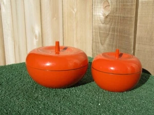 2er Set Laurids Lønborg Melamin Apfel Behälter Boxen MCM Space Age Orange - Bild 1 von 9