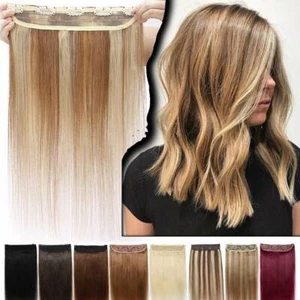 Extensiones de cabello humano ruso de una pieza clip en real Remy 3/4 cabeza completa resaltado - Imagen 1 de 31