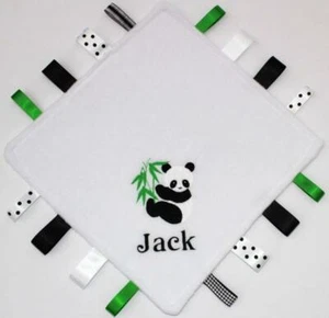 Personalised Taggy Comfort Blanket, Panda Newborn Boy or Girl, Unique Baby Gift! - Picture 1 of 3