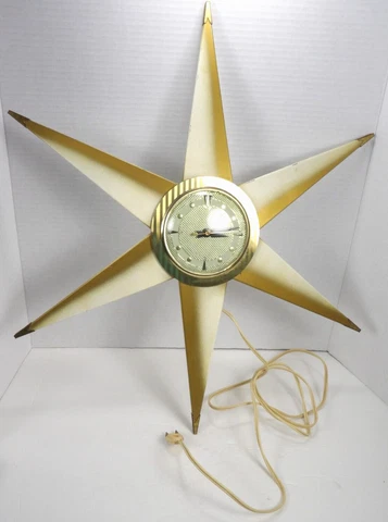 Vtg All Original! Bilt-Rite Star Clock Atomic/Mid-Century/MCM Starburst Works Cover
