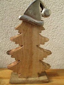 Tannenbaum aus Mangoholz mit Metall  / Silber Mütze Klein oder Groß Deko Wohnen  - Bild 1 von 2