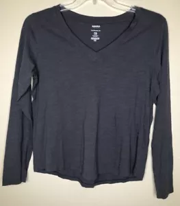 Camiseta Sonoma Gris Sólido Oscuro Pequeña Mediana Cuello en V Mangas Largas Ligera - Imagen 1 de 4