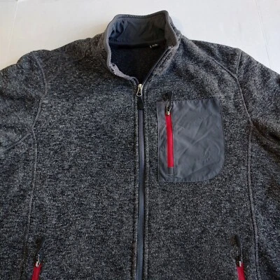 Swiss Tech Sweater Jacket Mens XL Gray Full Zip Pockets Mock Neck - Image 1 of 4